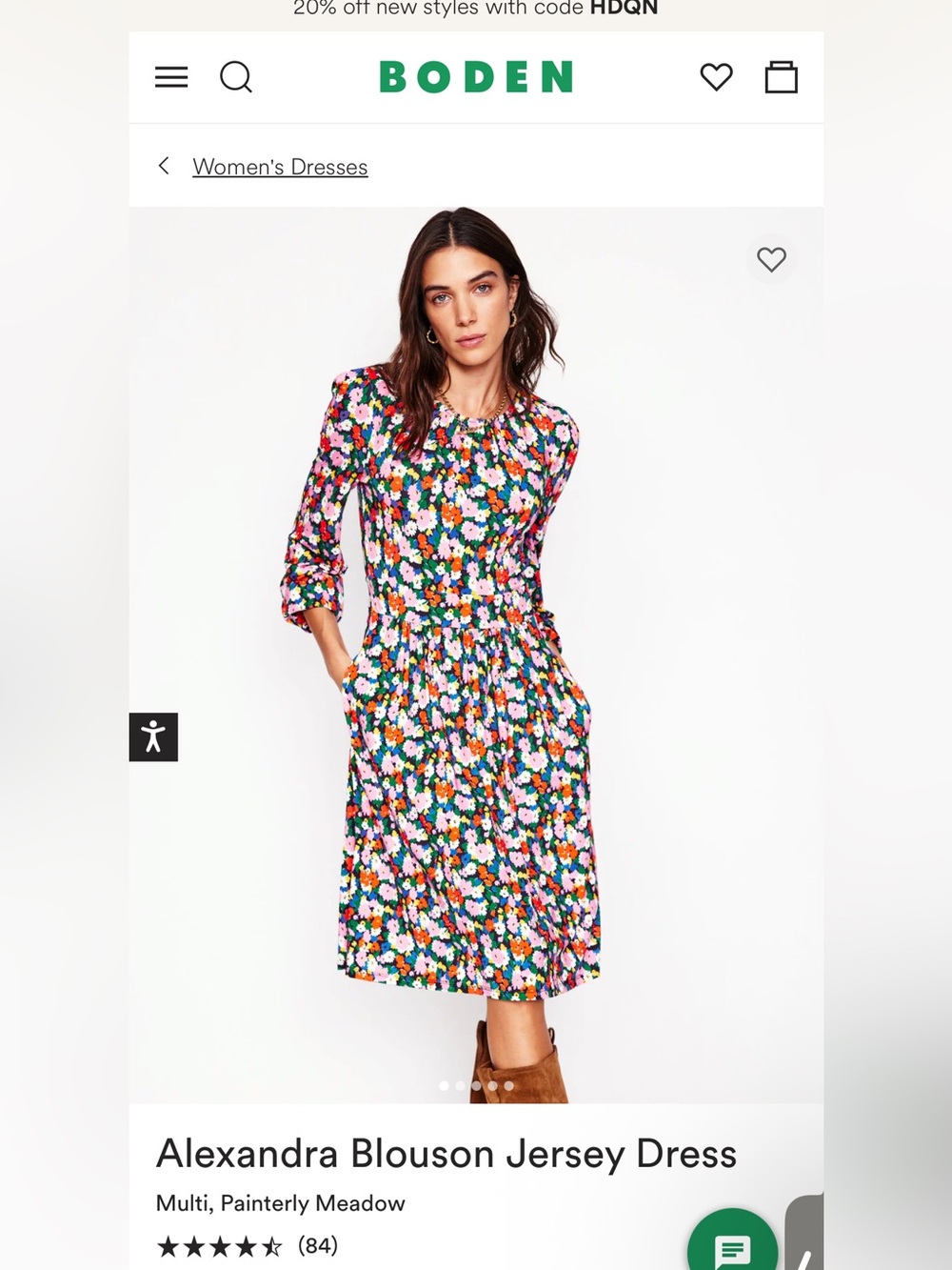 Boden Alexandra Blouson Jersey Dress - Picture 5 of 6